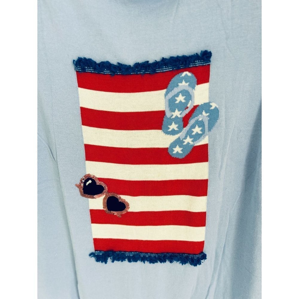 TALBOTS Cotton Top T-Shirt Beach Nautical Short Sleeve Size Med - Picture 2 of 7